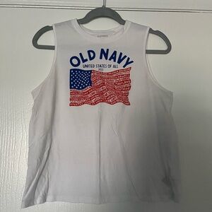 Old Navy White Tank Top with Flag Graphic